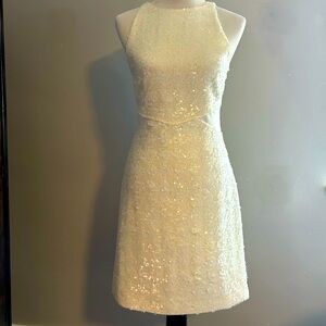 10 Crosby Derek Lam White Sequin Mini with side panels NWT Size 4